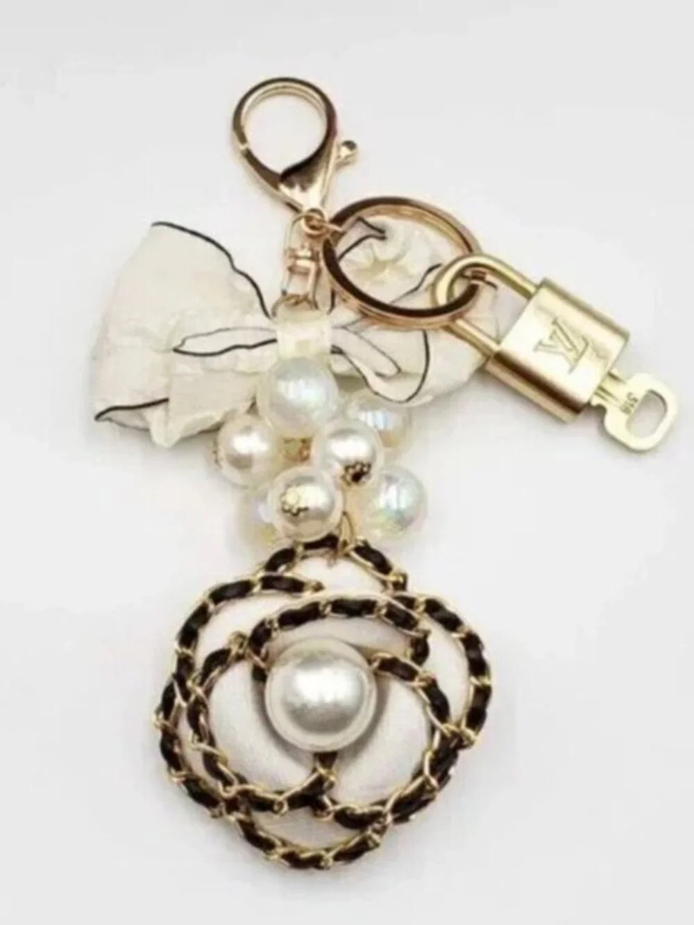 Louis Vuitton Gold Lock 🔒 Authentic LV Key + Unbranded Flower Baag Charm